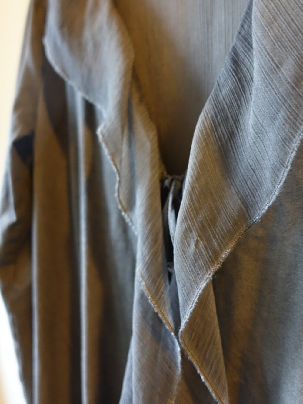 Lightweight Ruffle Open-Front Cardigan - Grey - Picture 6 of 9